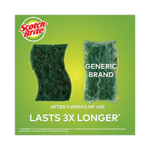 Image of Scotch-Brite® Heavy-Duty Scrub Sponge, 4.5 X 2.7, 0.6" Thick, Yellow/green, 6/pack