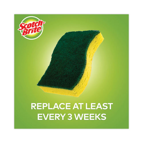 Image of Scotch-Brite® Heavy-Duty Scrub Sponge, 4.5 X 2.7, 0.6" Thick, Yellow/green, 6/pack