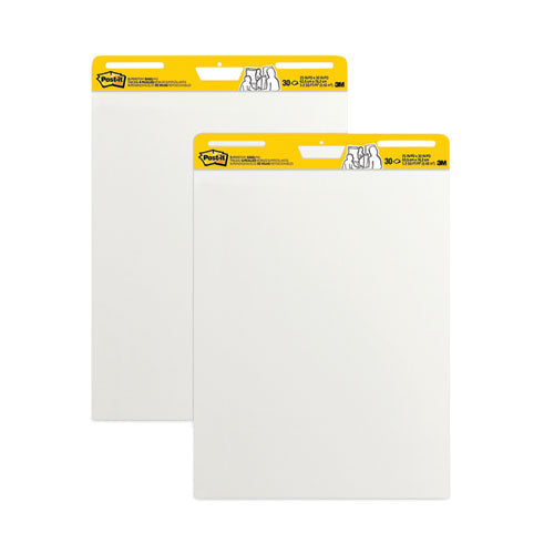 Image of Post-it® Easel Pads Super Sticky Vertical-Orientation Self-Stick Easel Pads, Unruled, 25 x 30, White, 30 Sheets, 2/Carton