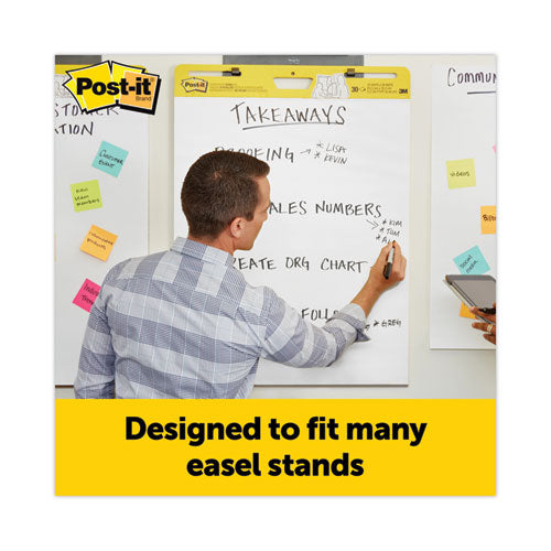 Image of Post-it® Easel Pads Super Sticky Vertical-Orientation Self-Stick Easel Pads, Unruled, 25 x 30, White, 30 Sheets, 2/Carton