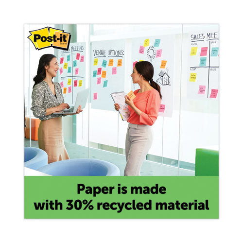 Image of Post-it® Easel Pads Super Sticky Vertical-Orientation Self-Stick Easel Pads, Green Headband, Unruled, 25 x 30, White, 30 Sheets, 2/Carton