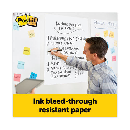 Image of Post-it® Easel Pads Super Sticky Vertical-Orientation Self-Stick Easel Pad Value Pack, Unruled, 25 x 30, White, 30 Sheets, 4/Carton