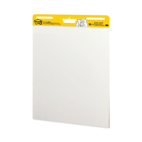 Image of Post-it® Easel Pads Super Sticky Vertical-Orientation Self-Stick Easel Pad Value Pack, Unruled, 25 x 30, White, 30 Sheets, 4/Carton