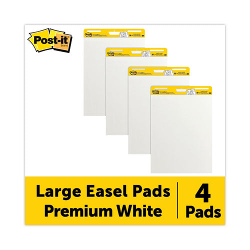 Image of Post-it® Easel Pads Super Sticky Vertical-Orientation Self-Stick Easel Pad Value Pack, Unruled, 25 x 30, White, 30 Sheets, 4/Carton