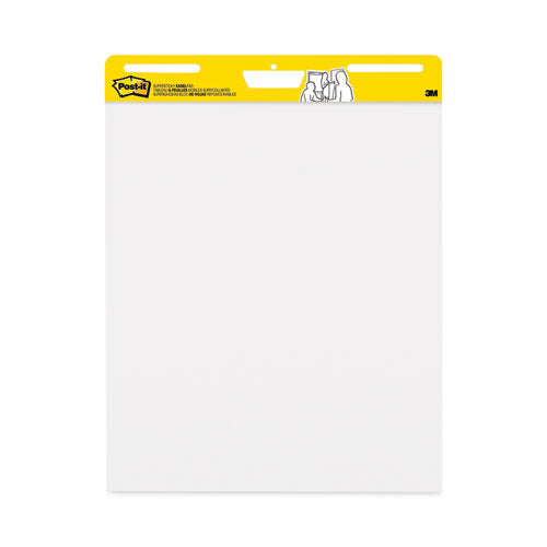 Image of Post-it® Easel Pads Super Sticky Vertical-Orientation Self-Stick Easel Pad Value Pack, Unruled, 25 x 30, White, 30 Sheets, 6/Carton