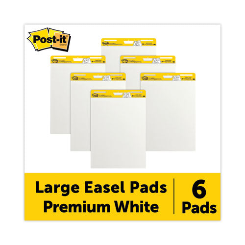 Image of Post-it® Easel Pads Super Sticky Vertical-Orientation Self-Stick Easel Pad Value Pack, Unruled, 25 x 30, White, 30 Sheets, 6/Carton