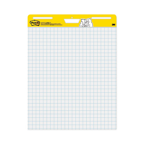 Image of Post-it® Easel Pads Super Sticky Vertical-Orientation Self-Stick Easel Pads, Quadrille Rule (1 sq/in), 25 x 30, White, 30 Sheets, 2/Carton