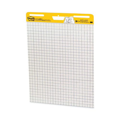 Image of Post-it® Easel Pads Super Sticky Vertical-Orientation Self-Stick Easel Pads, Quadrille Rule (1 sq/in), 25 x 30, White, 30 Sheets, 2/Carton