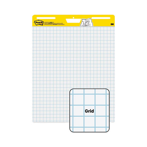 Image of Post-it® Easel Pads Super Sticky Vertical-Orientation Self-Stick Easel Pads, Quadrille Rule (1 sq/in), 25 x 30, White, 30 Sheets, 2/Carton