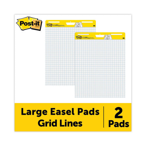 Image of Post-it® Easel Pads Super Sticky Vertical-Orientation Self-Stick Easel Pads, Quadrille Rule (1 sq/in), 25 x 30, White, 30 Sheets, 2/Carton
