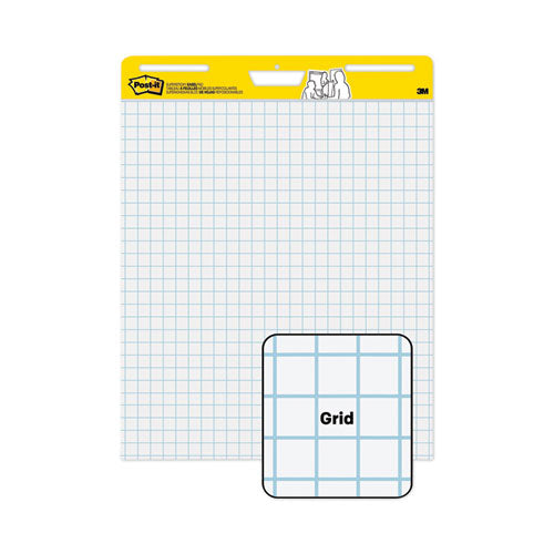 Image of Post-it® Easel Pads Super Sticky Vertical-Orientation Self-Stick Easel Pad Value Pack, Quadrille Rule (1 sq/in), 25 x 30, White, 30 Sheets, 4/Carton