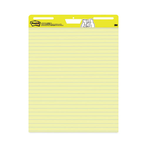 Image of Post-it® Easel Pads Super Sticky Vertical-Orientation Self-Stick Easel Pads, Presentation Format (1.5" Rule), 25 x 30, Yellow, 30 Sheets, 2/Carton