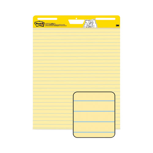 Image of Post-it® Easel Pads Super Sticky Vertical-Orientation Self-Stick Easel Pads, Presentation Format (1.5" Rule), 25 x 30, Yellow, 30 Sheets, 2/Carton