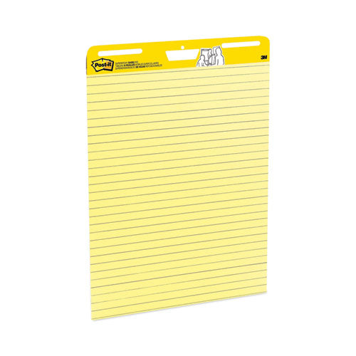 Image of Post-it® Easel Pads Super Sticky Vertical-Orientation Self-Stick Easel Pads, Presentation Format (1.5" Rule), 25 x 30, Yellow, 30 Sheets, 2/Carton