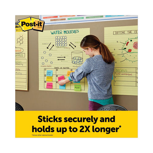 Image of Post-it® Easel Pads Super Sticky Vertical-Orientation Self-Stick Easel Pad Value Pack, Presentation Format (1.5" Rule), 25 x 30, Yellow, 30 Sheets, 4/Carton