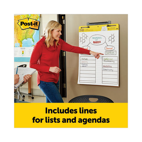 Image of Post-it® Easel Pads Super Sticky Vertical-Orientation Self-Stick Easel Pads, Presentation Format (1.5" Rule), 25 x 30, White, 30 Sheets, 2/Pack