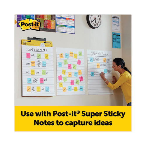 Image of Post-it® Easel Pads Super Sticky Vertical-Orientation Self-Stick Easel Pads, Presentation Format (1.5" Rule), 25 x 30, White, 30 Sheets, 2/Pack
