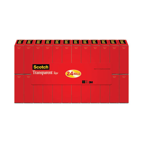 Image of Scotch® Transparent Tape, 1" Core, 0.75" X 83.33 Ft, Transparent, 24/pack