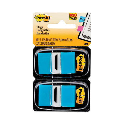 Image of Post-it® Flags Standard Page Flags in Dispenser, Bright Blue, 50 Flags/Dispenser, 2 Dispensers/Pack
