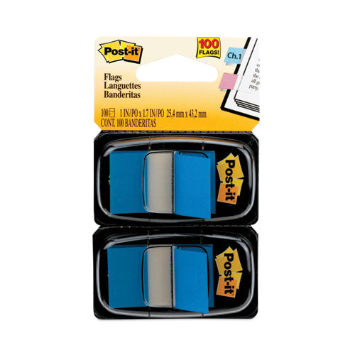 Image of Post-it® Flags Standard Page Flags in Dispenser, Blue, 50 Flags/Dispenser, 2 Dispensers/Pack