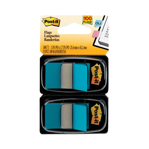 Image of Post-it® Flags Standard Page Flags in Dispenser, Blue, 50 Flags/Dispenser, 2 Dispensers/Pack