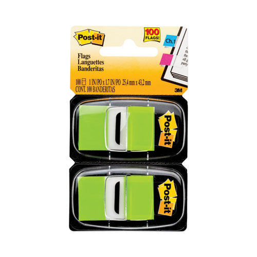 Image of Post-it® Flags Standard Page Flags in Dispenser, Bright Green, 50 Flags/Dispenser, 2 Dispensers/Pack