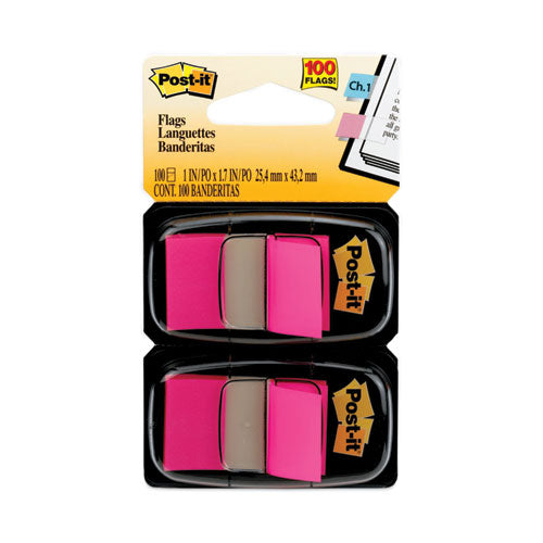 Image of Post-it® Flags Standard Page Flags in Dispenser, Bright Pink, 50 Flags/Dispenser, 2 Dispensers/Pack