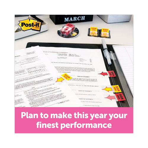Image of Post-it® Flags Page Flags In Dispenser, "sign Here", Yellow, 200 Flags/dispenser