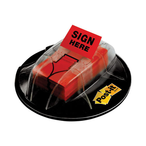 Image of Post-it® Flags High Volume Flag Dispenser, "sign Here", Red, 200 Flags/dispenser