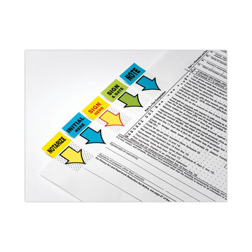 Image of Post-it® Flags Arrow Message 1" Page Flags, "Initial Here", Blue, 50 Flags Dispensers/2 Dispensers/Pack