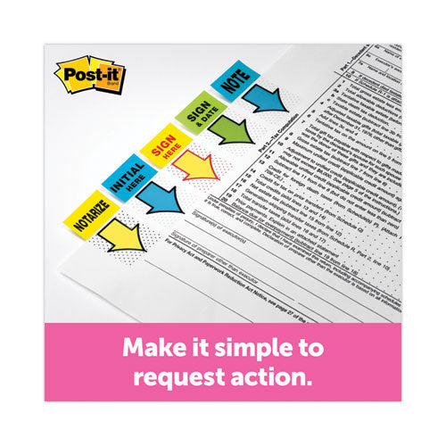 Image of Post-it® Flags Arrow Message 1" Page Flags, "Notarize," Yellow, 50 Flags/Dispenser, 2 Dispensers/Pack