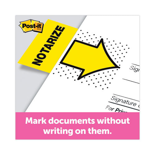 Image of Post-it® Flags Arrow Message 1" Page Flags, "Notarize," Yellow, 50 Flags/Dispenser, 2 Dispensers/Pack