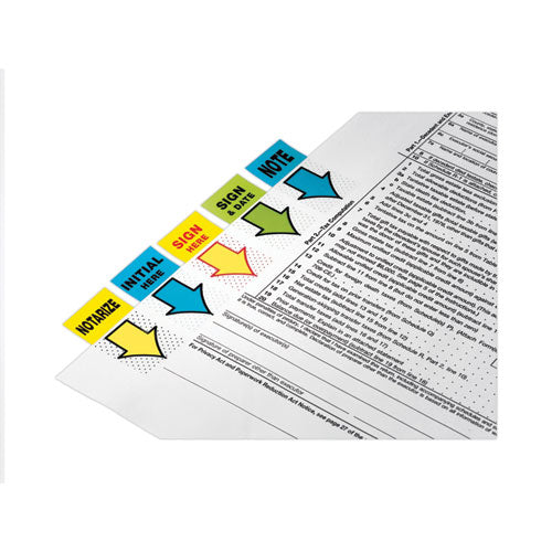 Image of Post-it® Flags Arrow Message 1" Page Flags, "Notarize," Yellow, 50 Flags/Dispenser, 2 Dispensers/Pack