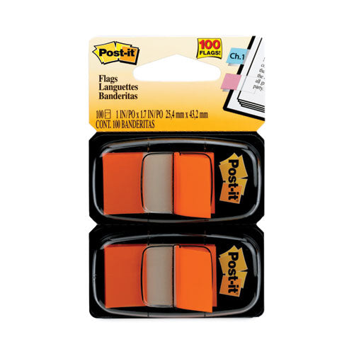 Image of Post-it® Flags Standard Page Flags in Dispenser, Orange, 50 Flags/Dispenser, 2 Dispensers/Pack