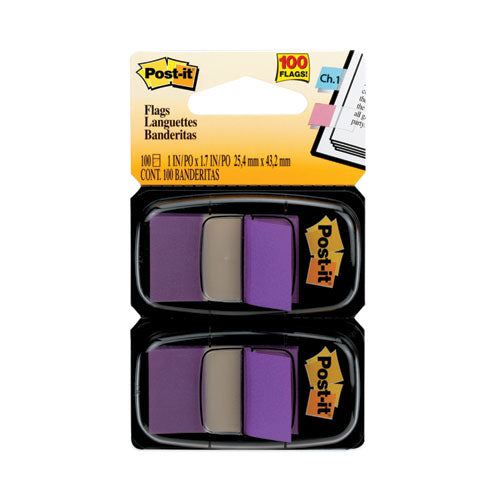 Image of Post-it® Flags Standard Page Flags in Dispenser, Purple, 50 Flags/Dispenser, 2 Dispensers/Pack