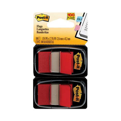 Image of Post-it® Flags Standard Page Flags in Dispenser, Red, 50 Flags/Dispenser, 2 Dispensers/Pack