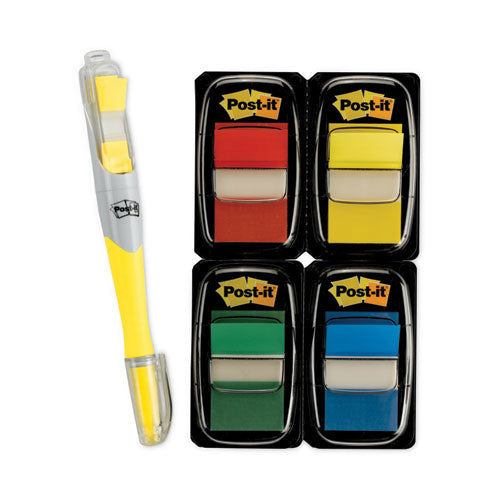 Image of Post-it® Flags Page Flag Value Pack, Assorted, 200 1" Flags + Highlighter with 50 0.5" Flags