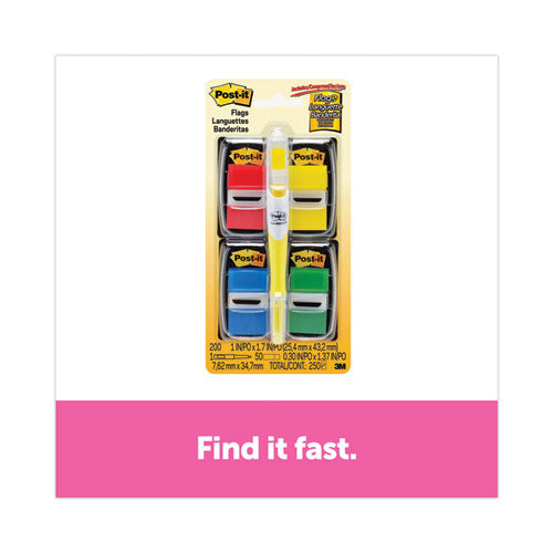 Image of Post-it® Flags Page Flag Value Pack, Assorted, 200 1" Flags + Highlighter with 50 0.5" Flags