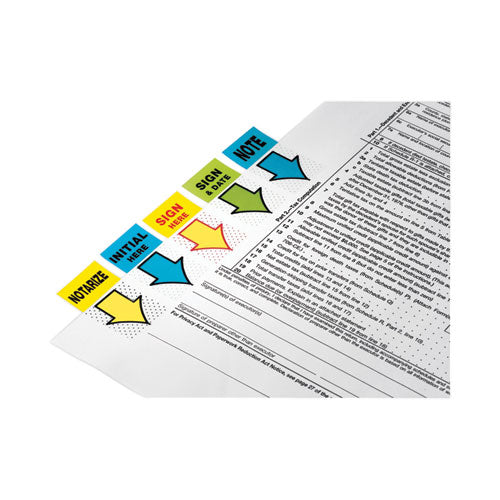Image of Post-it® Flags Arrow Message 1" Page Flags, "Sign and Date", Green, 50 Flags/Dispenser, 2 Dispensers/Pack