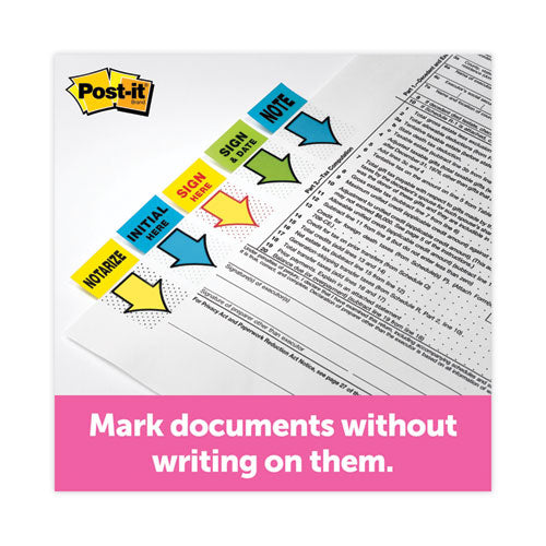 Image of Post-it® Flags Arrow Message 1" Page Flags, "Sign and Date", Green, 50 Flags/Dispenser, 2 Dispensers/Pack