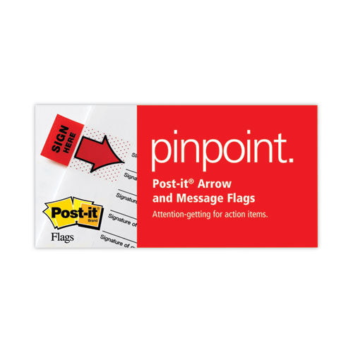 Image of Post-it® Flags Arrow Message 1" Page Flags, "Sign Here", Yellow, 50 Flags/Dispenser, 2 Dispensers/Pack