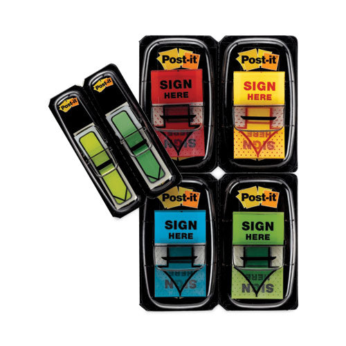 Image of Post-it® Flags Arrow Message 1" Page Flags, 200 "Sign Here", 48 Arrow, Four Colors, 248/Pack