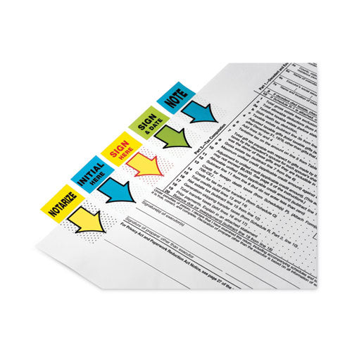 Image of Post-it® Flags Arrow Message 1" Page Flags, Sign Here, Yellow, 50 Flags/Dispenser, 12 Dispensers/Pack