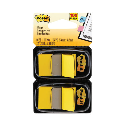 Image of Post-it® Flags Standard Page Flags in Dispenser, Yellow, 50 Flags/Dispenser, 2 Dispensers/Pack