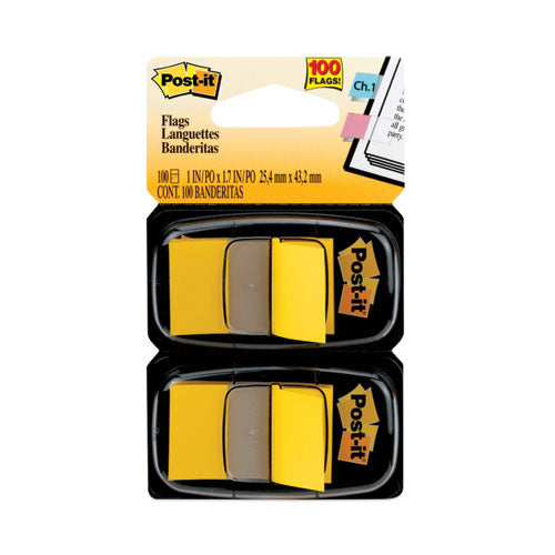 Image of Post-it® Flags Standard Page Flags in Dispenser, Yellow, 50 Flags/Dispenser, 2 Dispensers/Pack