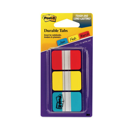 Image of Post-it® Tabs 1" Plain Solid Color Tabs, 1/5-Cut, Assorted Primary Colors, 1" Wide, 66/Pack