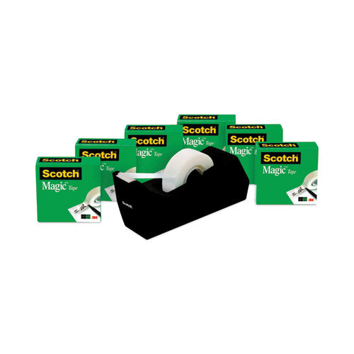 Image of Scotch® Magic Tape Desktop Dispenser Value Pack, 1" Core, 0.75" X 83.33 Ft, Clear, 6/pack