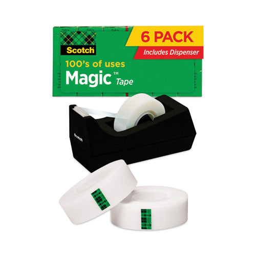 Image of Scotch® Magic Tape Desktop Dispenser Value Pack, 1" Core, 0.75" X 83.33 Ft, Clear, 6/pack