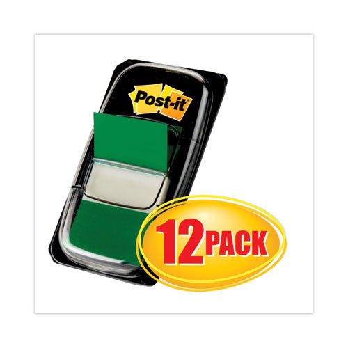 Image of Post-it® Flags Marking Page Flags In Dispensers, Green, 50 Flags/dispenser, 12 Dispensers/pack