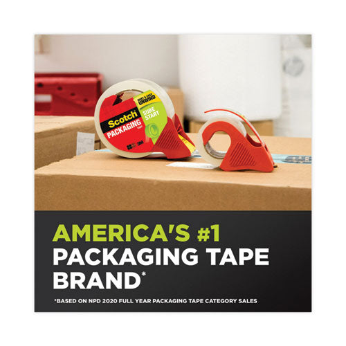Image of Scotch® Sure Start Packaging Tape With Dispenser, 1.5" Core, 1.88" X 22.2 Yds, Clear, 6/pack